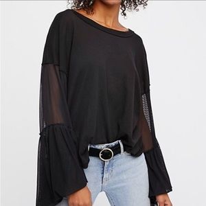 NWT Free People Still Got It Belle Blouse - Black